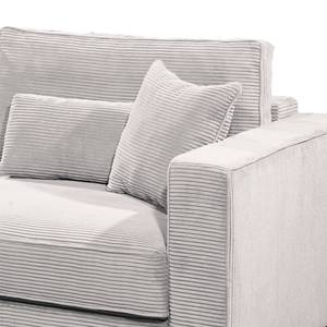 Hoekbank Lavoura met chaise longue Corduroy Zuri: Zilverkleurig