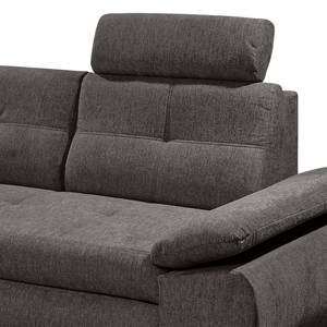 Ecksofa Sikalas mit Longchair Webstoff Roge: Anthrazit - Longchair davorstehend links