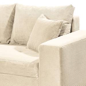 Ecksofa Unra mit Longchair Cordstoff Zuri: Creme