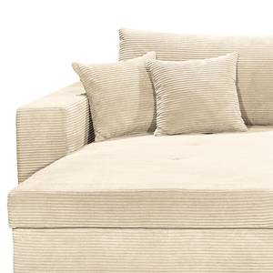 Ecksofa Unra mit Longchair Cordstoff Zuri: Creme