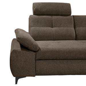 Hoekbank Sikalas met chaise longue Geweven stof Roge: Espresso - Longchair vooraanzicht rechts