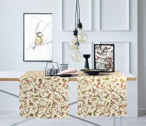 Chemin de table 5603 Coton / Polyester - Beige / Rouge - 48 x 140 cm - Beige / Rouge