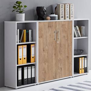 Aktenschrank Avin 3-teilig Holzwerkstoff - Eiche Sanremo Dekor / Lichtgrau - Eiche Sanremo Dekor - Höhe: 114 cm