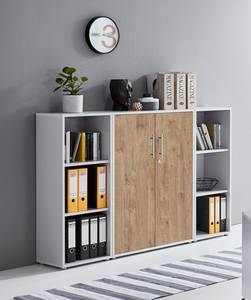 Aktenschrank Avin 3-teilig Holzwerkstoff - Eiche Sanremo Dekor / Lichtgrau - Eiche Sanremo Dekor - Höhe: 114 cm