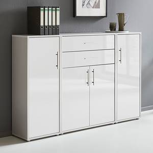 Armoire murale Avin - 3 éléments D Gris clair / Blanc brillant