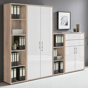 Armoire murale Avin - 4 éléments C Imitation chêne de Sonoma / Blanc brillant