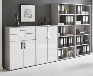 Armoire murale Avin - 4 éléments B Gris clair / Blanc brillant