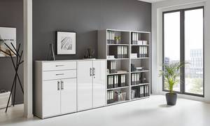 Armoire murale Avin - 4 éléments B Gris clair / Blanc brillant