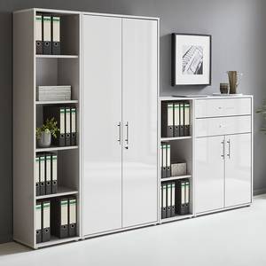 Armoire murale Avin - 4 éléments C Gris clair / Blanc brillant