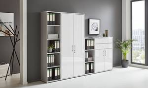 Armoire murale Avin - 4 éléments C Gris clair / Blanc brillant