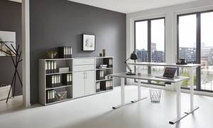 Ensemble de bureau Avin - 4 éléments D Gris clair / Blanc brillant