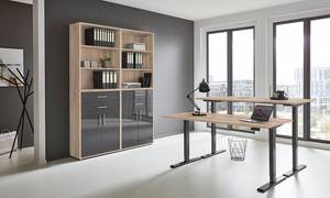 Büro-Set Avin 5-teilig Set A Holzwerkstoff-  Eiche Sonoma Dekor / Hochglanz Anthrazit - Eiche Sonoma Dekor / Hochglanz Anthrazit