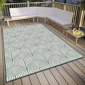 Tapis int. / ext. Pangli Polypropylène - Vert / Blanc - 160 x 230 cm