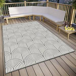 In-/Outdoor Wendeteppich Pangli Polypropylen - Silver White - 200 x 290 cm