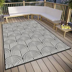 In- & outdoorvloerkleed Pangli polypropeen - Zwart/wit - 80 x 150 cm