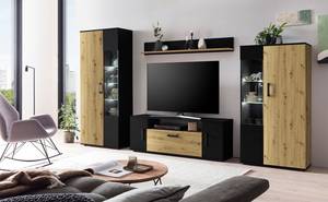 Ensemble meubles TV Poggio - 4 élém. Matériau dérivé du bois - Chêne / Noir