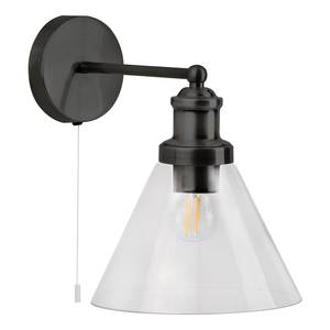 Wandlamp Pyramid 1 lichtbron transparant glas/staal - zwart/wit