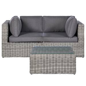 Loungeset Voia polyrotan 3-delig B aluminium/polyester - grijs