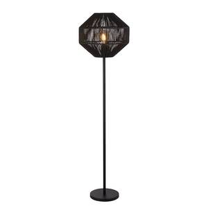 Lampadaire Wicker 1 ampoule Acier / Tissu - Noir