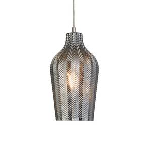 Lampada a sospensione a 1 luce Chevron Vetro fumé / Acciaio - Argento / Trasparente