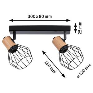 Deckenleuchte Lanka 2-flammig Aluminium / Holzwerkstoff - Schwarz - 2-flammig