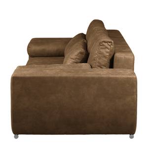 Grand canapé Cubba Aspect cuir vieilli - Microfibre Priya: Marron