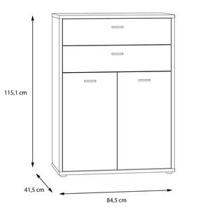 Armoire bureau Hipple 115 cm 2 tiroirs Imitation chêne en étain