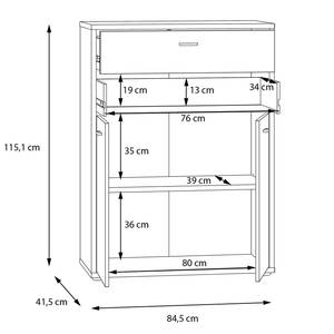 Dossierkast Hipple 115 cm 2 lades tin-eikenhouten look