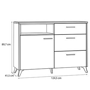 Enfilade Ildera Imitation chêne en étain / Gris - Largeur : 125 cm