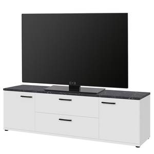 Meuble TV Ceccano Imitation marbre noir / Blanc