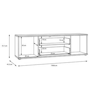 TV-Lowboard Ceccano Marmor Schwarz Dekor / Weiß