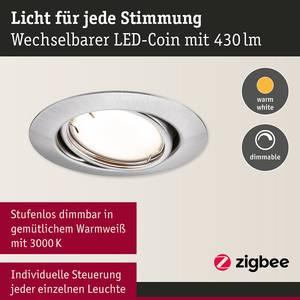 LED-Einbauleuchte Coin 3er-Set Dimmbar Metall - Grau - 1-flammig - Grau