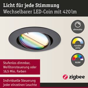 LED-Einbauleuchte Coin 3er-Set RGBW Metall - Schwarz - 1-flammig - Schwarz