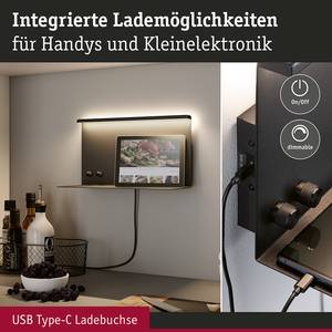 Wandlamp Jarina met USB metaal - zwart - 2 lichtbronnen - Zwart