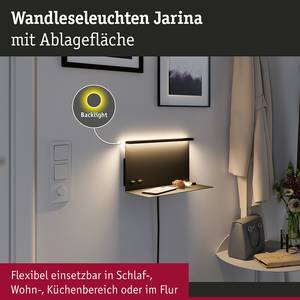 Wandlamp Jarina met USB metaal - zwart - 2 lichtbronnen - Zwart