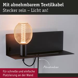 Wandleuchte Devara mit USB Metall / Schwarz - 1-flammig - Schwarz