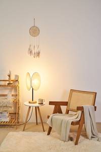 Lampada da tavolo Boho Darling Metallo / Legno parzialmente massello / Tessuto - Beige - 1 punto luce