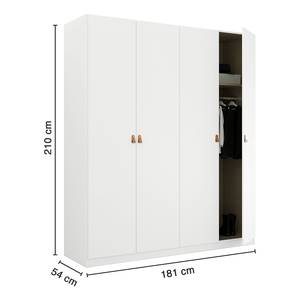 Armoire à portes battantes Homey Blanc alpin - Largeur : 180 cm - Sans portes miroir