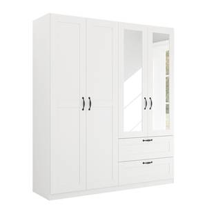 Armoire Cottage avec tiroirs Blanc alpin - Largeur : 181 cm - Avec portes miroir