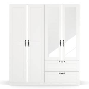 Armoire Cottage avec tiroirs Blanc alpin - Largeur : 181 cm - Avec portes miroir