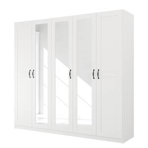 Armoire à portes battantes Cottage Blanc alpin - Largeur : 226 cm - Avec portes miroir