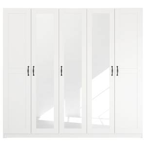 Armoire à portes battantes Cottage Blanc alpin - Largeur : 226 cm - Avec portes miroir