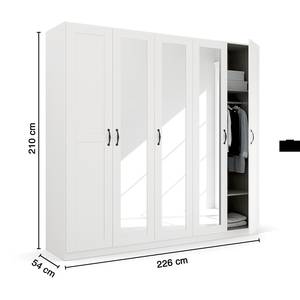 Armoire à portes battantes Cottage Blanc alpin - Largeur : 226 cm - Avec portes miroir