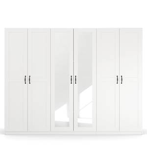 Armoire à portes battantes Cottage Blanc alpin - Largeur : 271 cm - Avec portes miroir