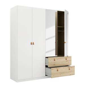 Armoire Homey avec tiroirs Blanc alpin - Largeur : 180 cm - Avec portes miroir