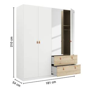 Drehtürenschrank Homey mit Schubladen Alpinweiß - Breite: 180 cm - Mit Spiegeltür/-en