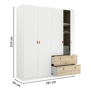 Drehtürenschrank Homey mit Schubladen Alpinweiß - Breite: 180 cm - Ohne Spiegeltür/-en