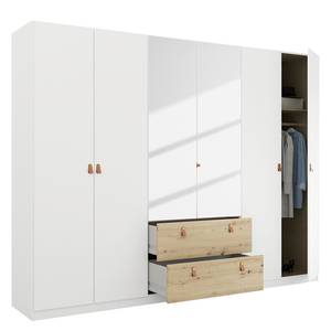 Drehtürenschrank Homey mit Schubladen Alpinweiß - Breite: 270 cm - Mit Spiegeltür/-en