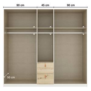 Drehtürenschrank Homey mit Schubladen Alpinweiß - Breite: 225 cm - Mit Spiegeltür/-en