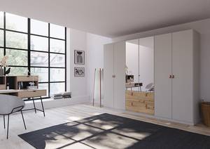 Armoire Homey avec tiroirs Gris soie - Largeur : 270 cm - Avec portes miroir